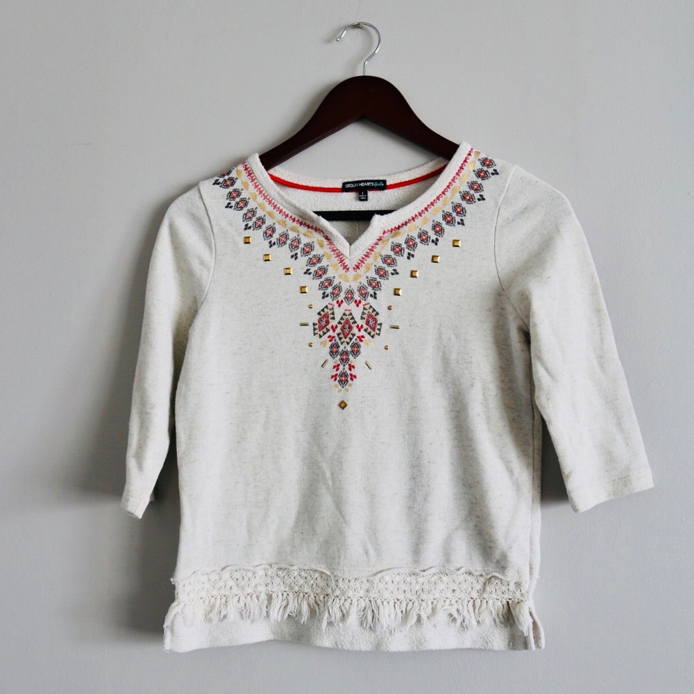 Sequin Hearts- Embellished Girls Sweater